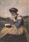 Jean Baptiste Camille  Corot Liseuse dans la campagne (mk11) Sweden oil painting artist